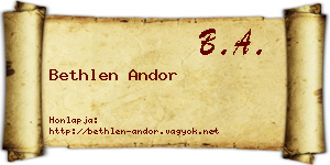 Bethlen Andor névjegykártya