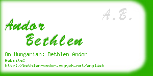 andor bethlen business card